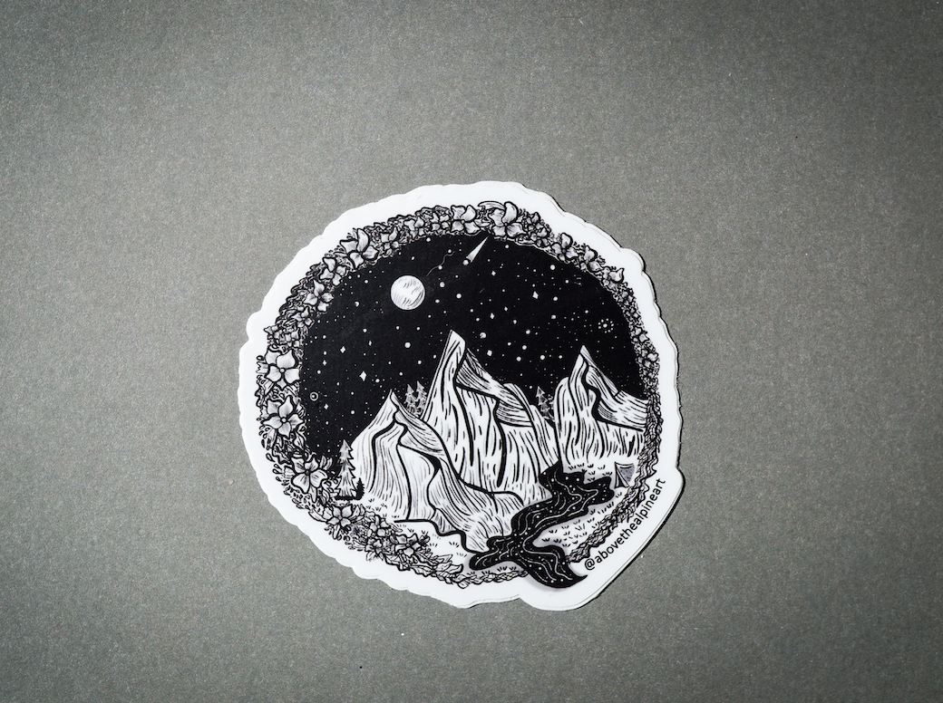 Mountains Meet Moon Sticker