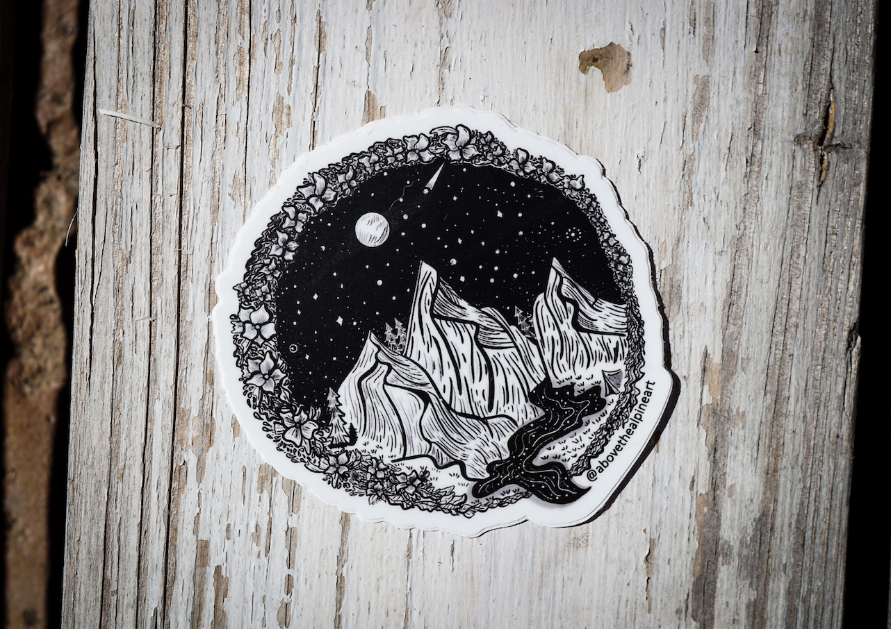 Mountains Meet Moon Sticker