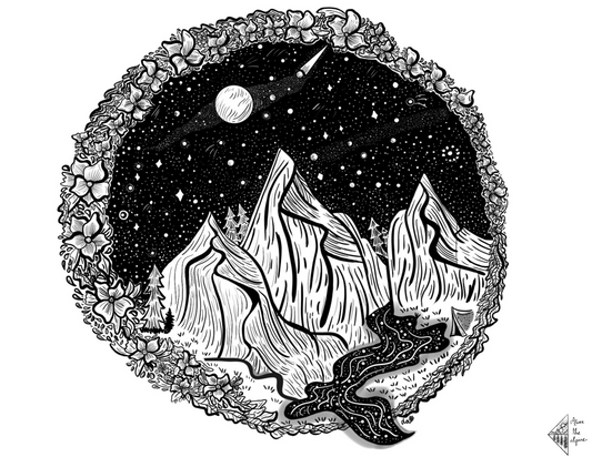 Mountains Meet Moon // Print